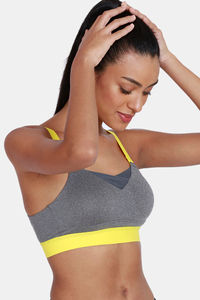 Zelocity High Impact Quick Dry Padded Sports Bra - Mid Grey Heather — thumbnail 5